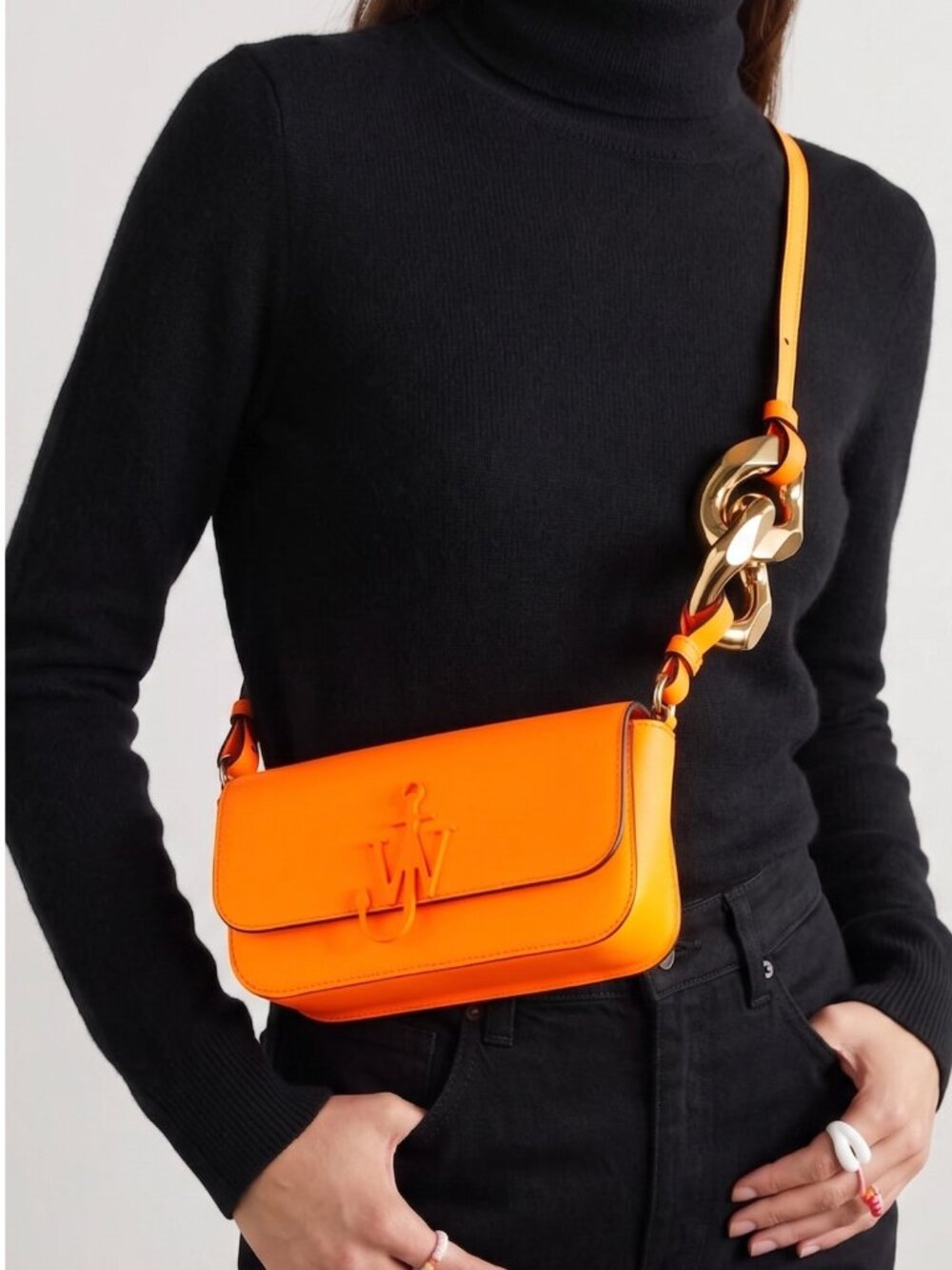 JW ANDERSON Chain Baguette Anchor Bag in Orange